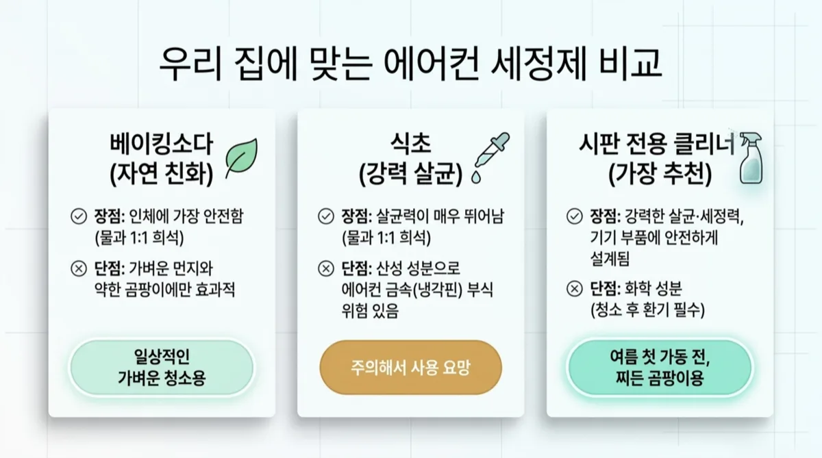 에어컨 곰팡이 제거 준비물 분무기 솔 베이킹소다 식초